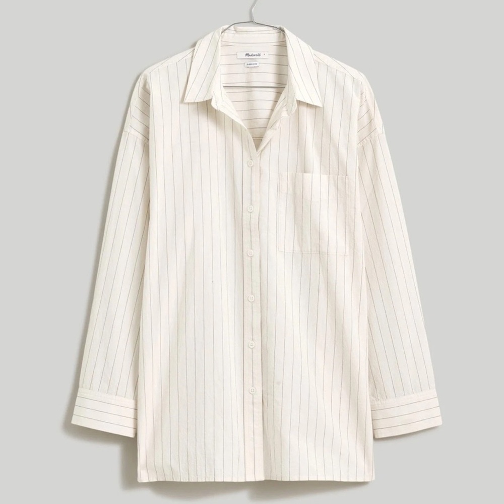 Madewell Oversized Striped Poplin Button Down Shirt